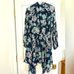 BCBG Navy Blue Floral Dress